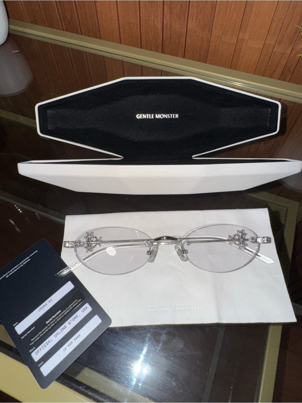GENTLE MONSTER Silver Rimless Oval Men’s Glasses with Clear Lenses
